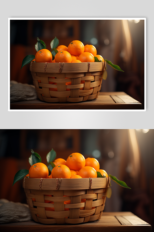AI数字艺术新鲜采摘脐橙橙子果篮摄影图
