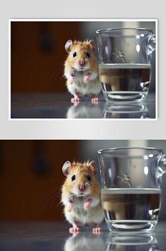 AI数字艺术简约萌趣仓鼠动物摄影图片