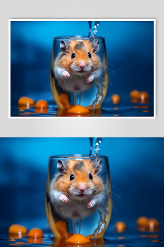 AI数字艺术简约萌趣仓鼠动物摄影图片
