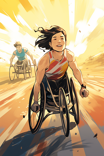 AI数字艺术残疾人运动人物插画