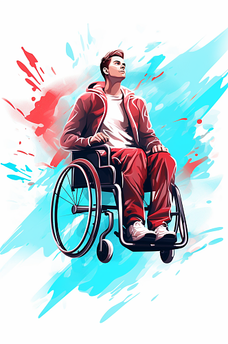 AI数字艺术残疾人运动人物插画