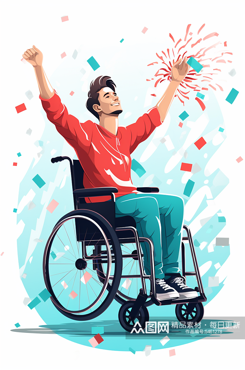 AI数字艺术残疾人运动人物插画素材