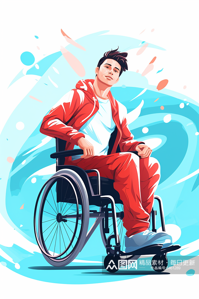 AI数字艺术残疾人运动人物插画素材
