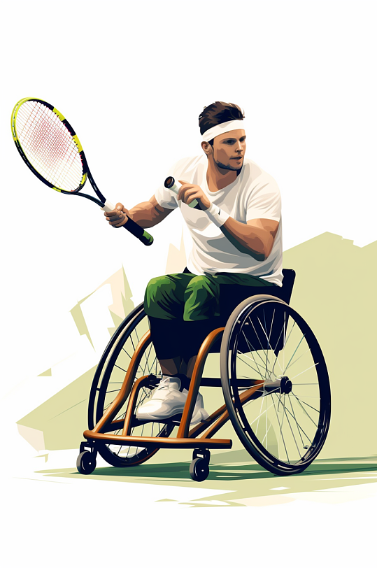 AI数字艺术残疾人运动人物插画-众图网