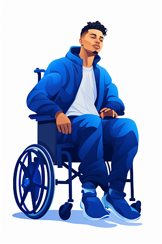 AI数字艺术扁平风残疾人人物插画