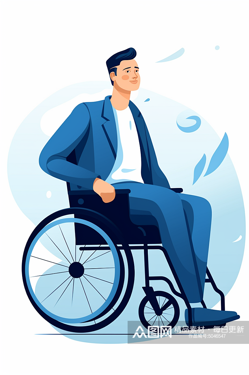 AI数字艺术扁平风残疾人人物插画素材
