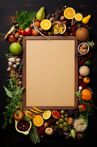 AI数字艺术蔬菜水果菜单餐饮边框摄影图片