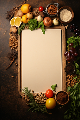AI数字艺术蔬菜水果菜单餐饮边框摄影图片