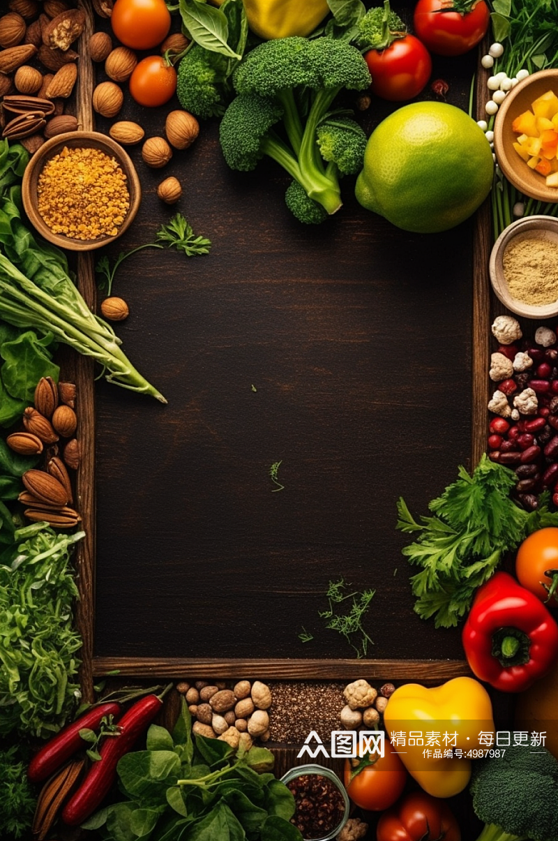 AI数字艺术蔬菜水果菜单餐饮边框摄影图片素材