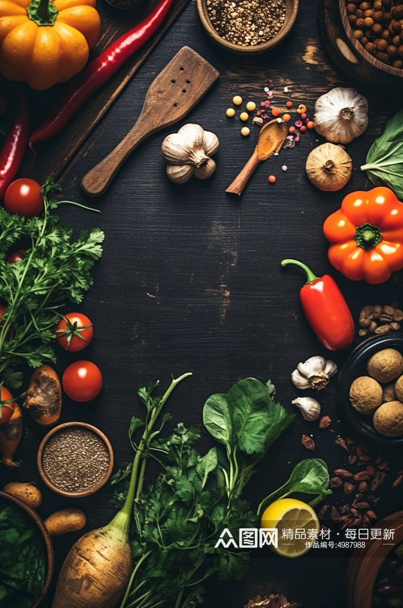 AI数字艺术蔬菜水果菜单餐饮边框摄影图片素材