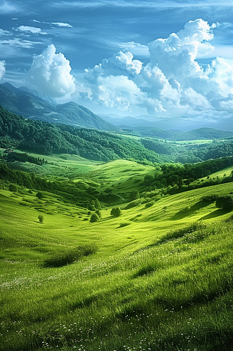 AI数字艺术牧场草场自然风景图片