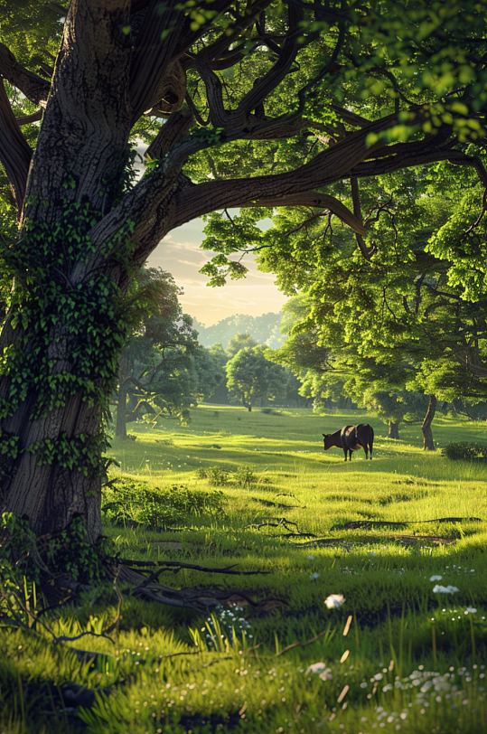 AI数字艺术牧场草场自然风景图片-众图网