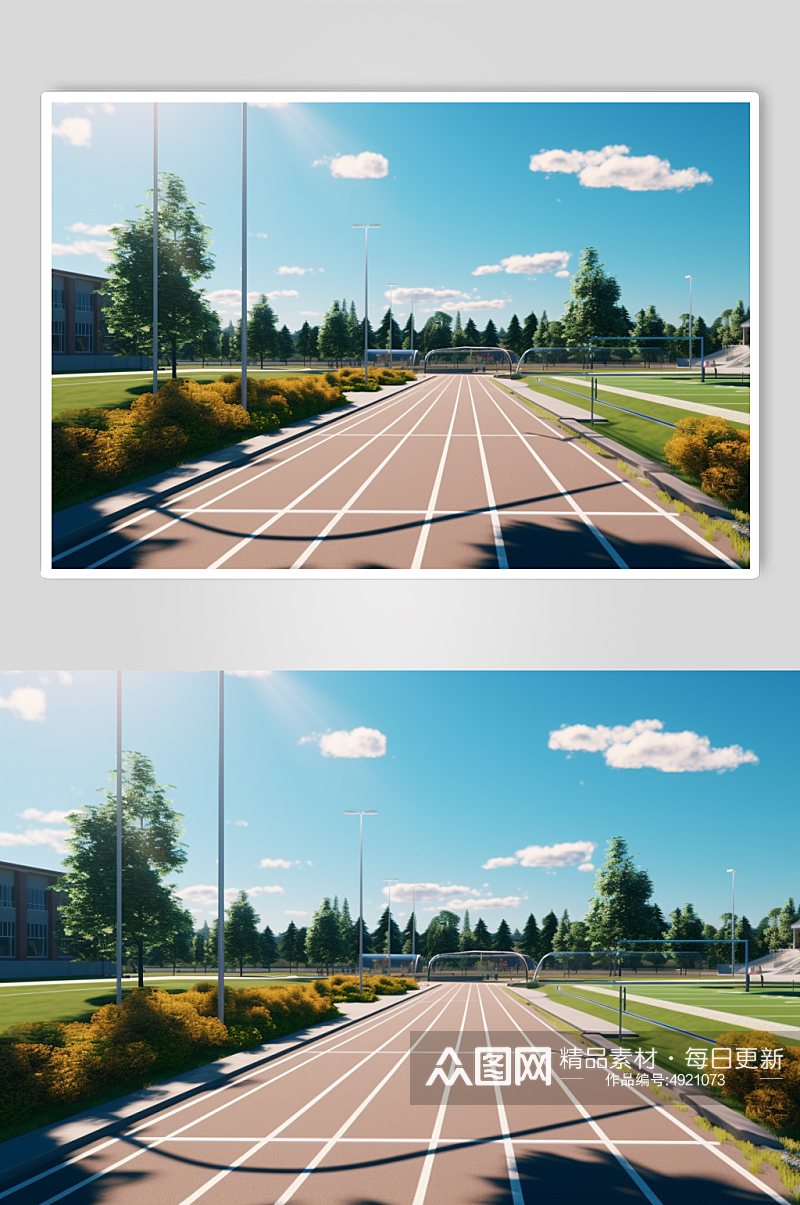 AI数字艺术原创高清操场跑道校园场景素材