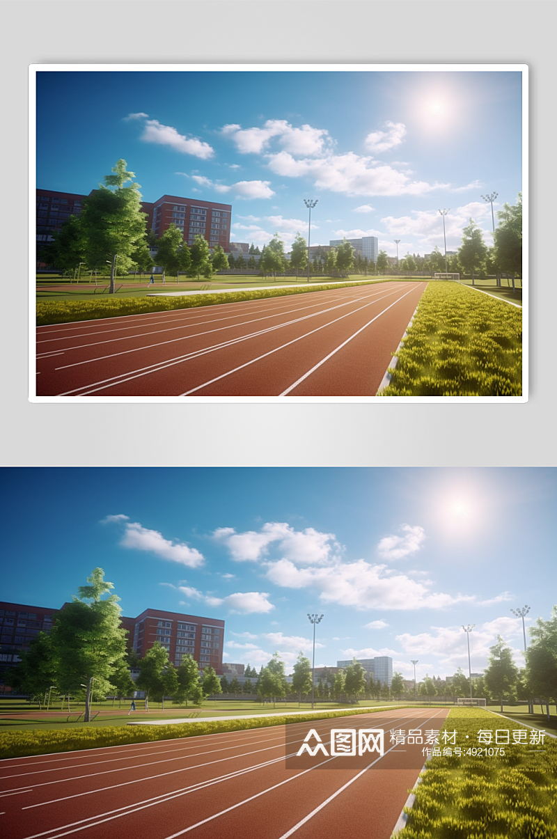 AI数字艺术原创高清操场跑道校园场景素材