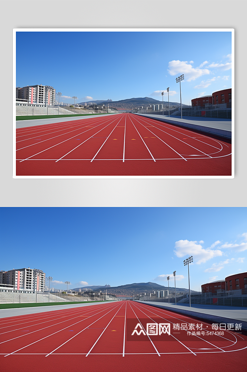 AI数字艺术操场跑道校园场景摄影图素材