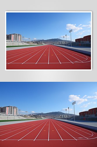AI数字艺术操场跑道校园场景摄影图