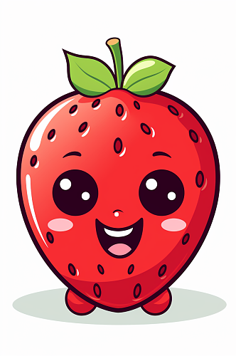 AI数字艺术拟人卡通草莓水果插画