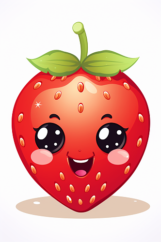 AI数字艺术拟人卡通草莓水果插画