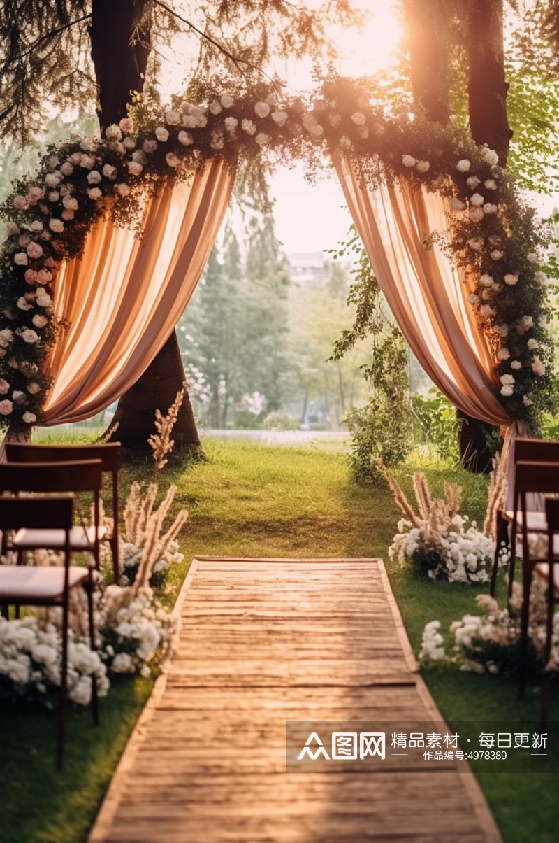AI数字艺术户外草坪婚礼活动现场摄影图片素材