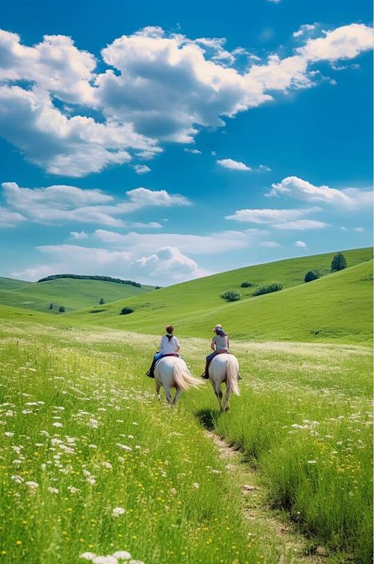 AI数字艺术内蒙古大草原骑马摄影图片-众图网