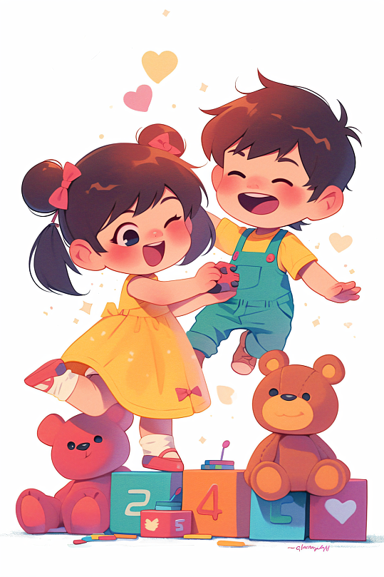 AI数字艺术六一儿童节卡通插画-众图网