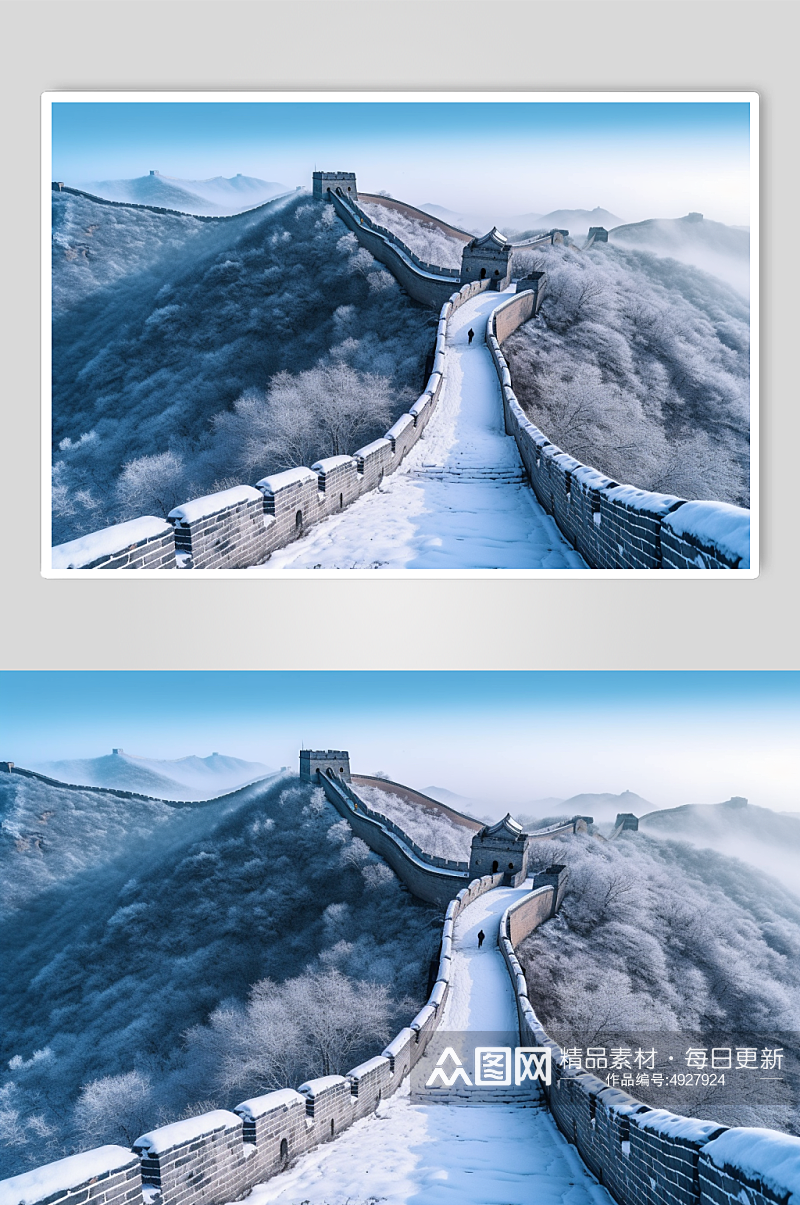 AI数字艺术手绘唯美中国北京长城摄影图片素材