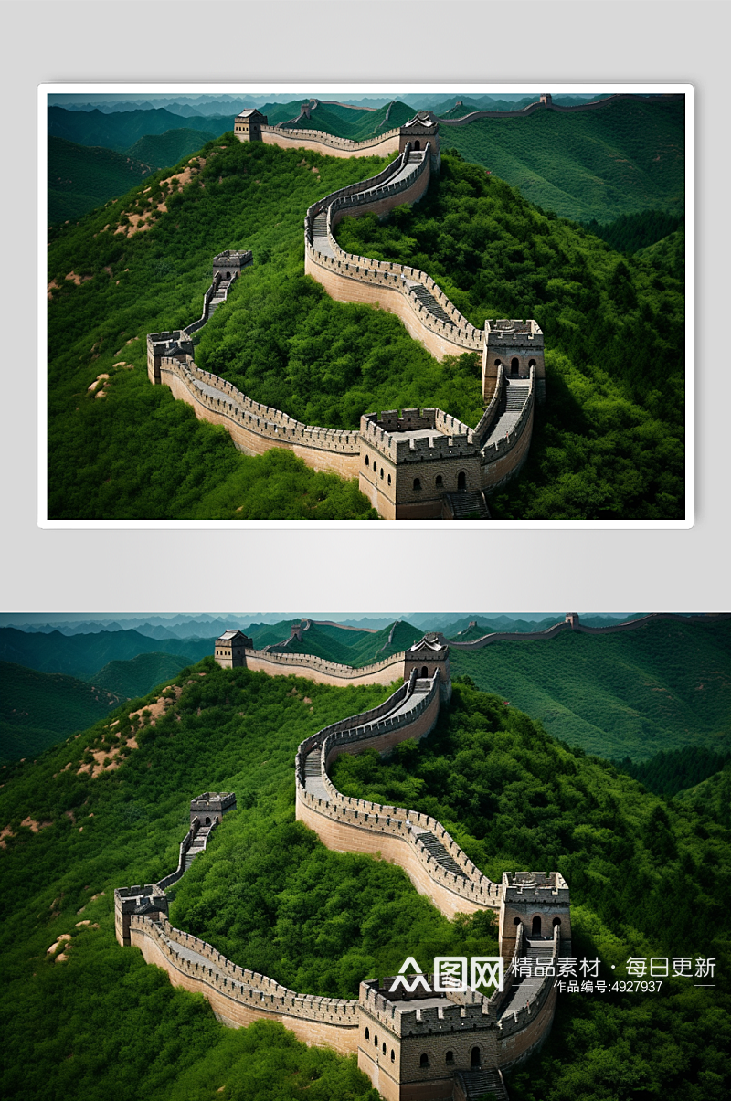 AI数字艺术简约创意中国北京长城摄影图片素材