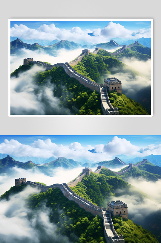 AI数字艺术中国北京长城摄影图