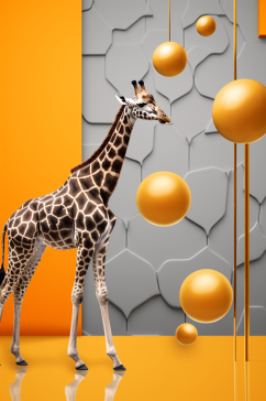 AI数字艺术长颈鹿创意插画装饰画