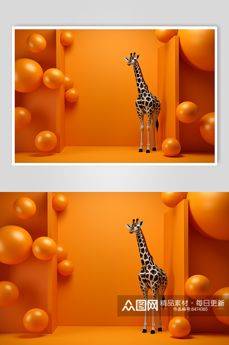AI数字艺术长颈鹿创意插画装饰画素材
