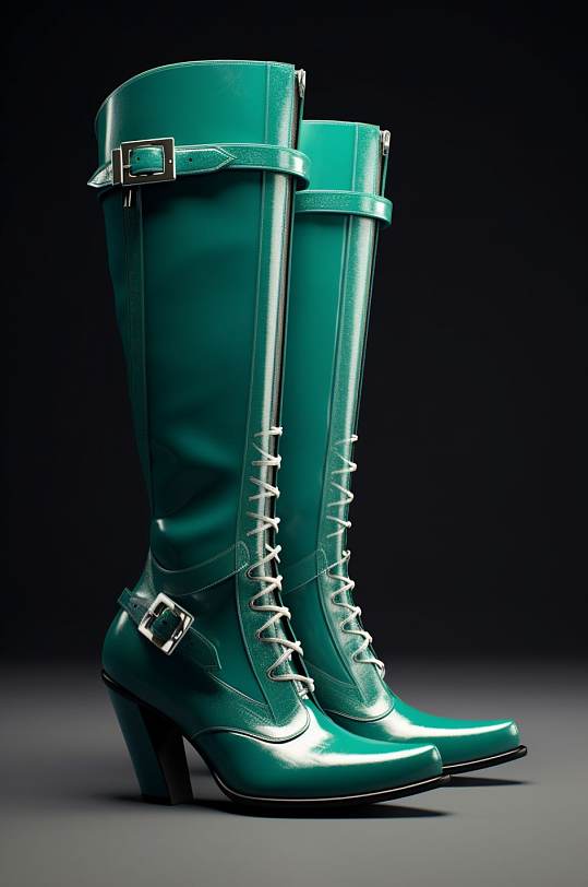 AI数字艺术时尚绿色长靴摄影图片-众图网