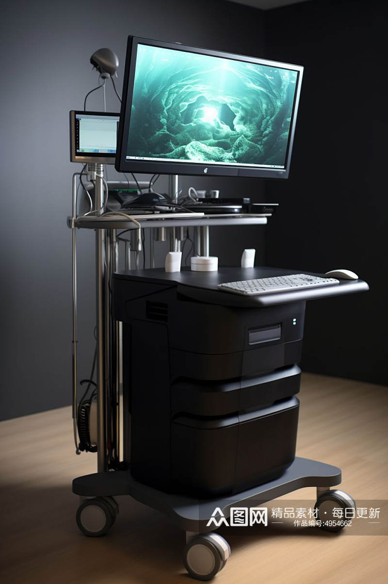 AI数字艺术B超超声检查医疗仪器摄影图片素材