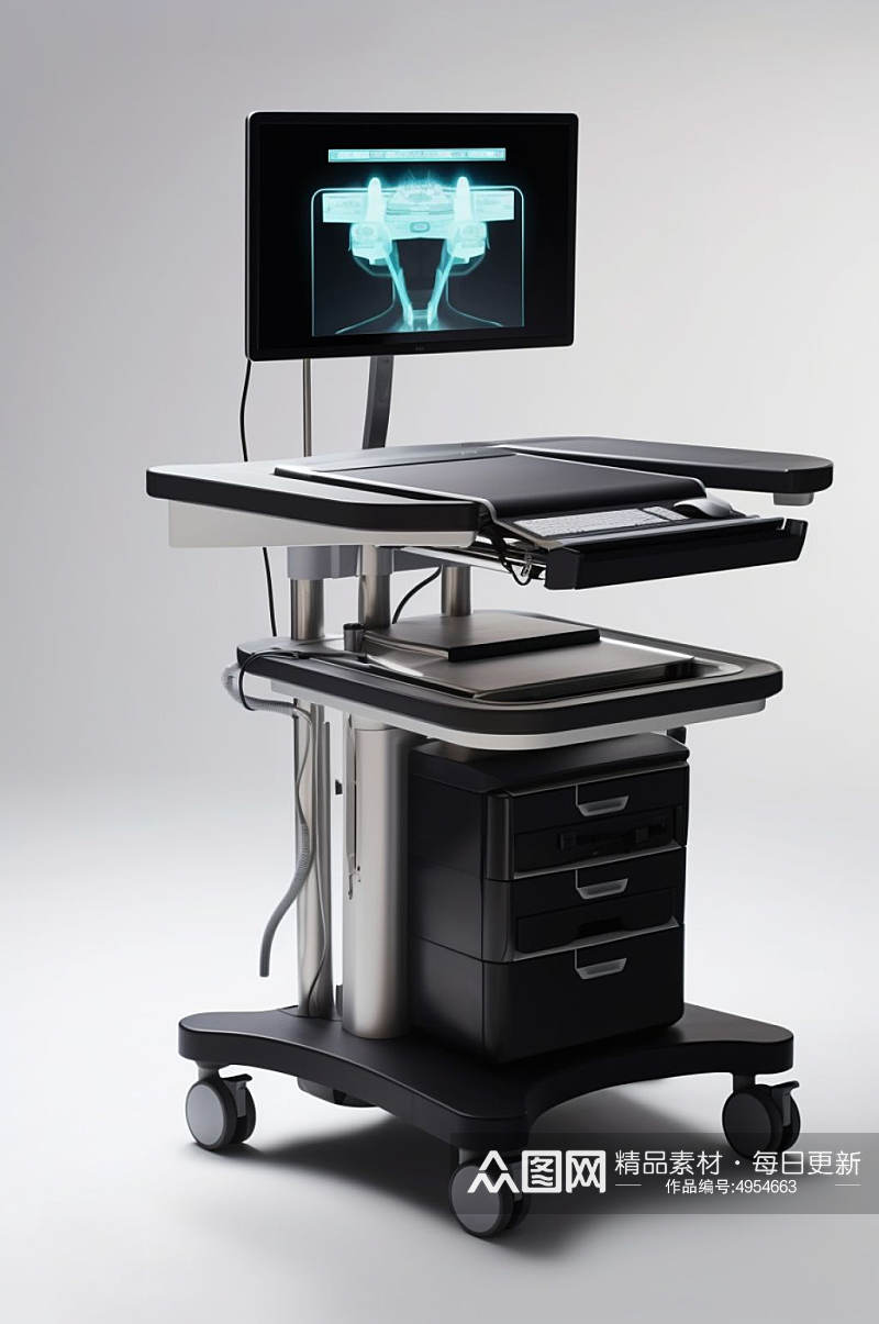 AI数字艺术B超超声检查医疗仪器摄影图片素材