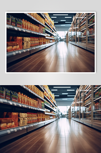 AI数字艺术简约超市货架陈列摄影图片