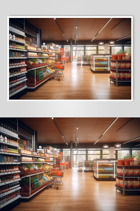AI数字艺术创意超市货架陈列摄影图片