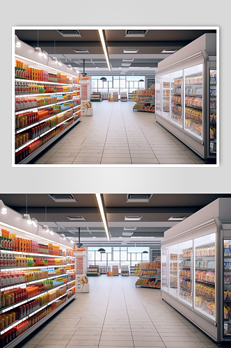 AI数字艺术创意超市货架陈列摄影图片