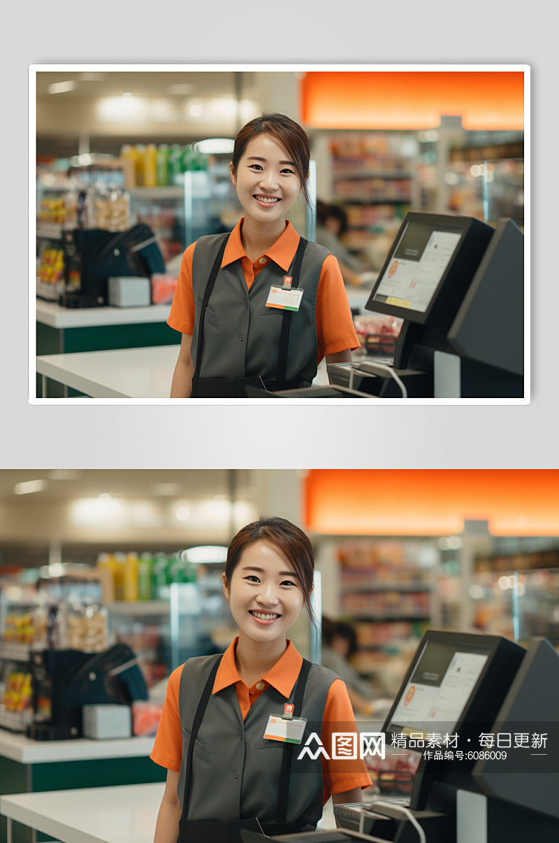 AI数字艺术超市收银员肖像人物摄影图素材