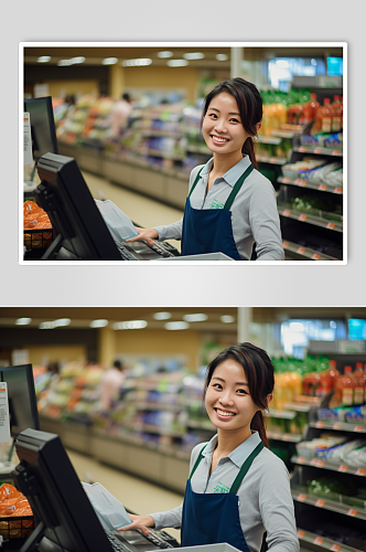 AI数字艺术超市收银员肖像人物摄影图