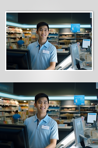 AI数字艺术超市收银员肖像人物摄影图