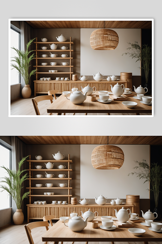 AI数字艺术中式茶艺茶馆室内设计效果图