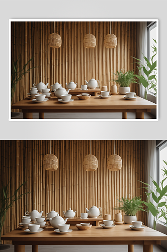 AI数字艺术中式茶馆室内设计效果摄影图