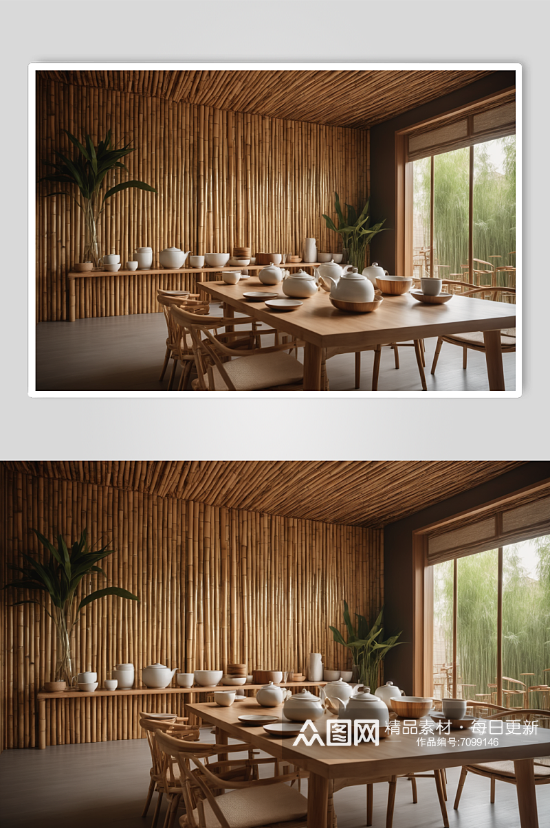 AI数字艺术中式茶馆室内设计效果摄影图素材