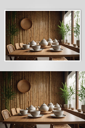 AI数字艺术中式茶馆室内设计效果摄影图