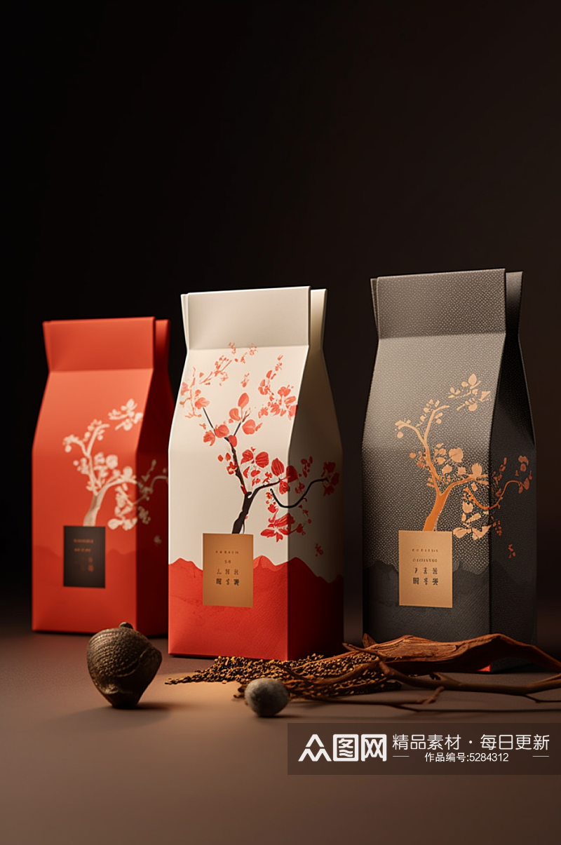 AI数字艺术茶叶罐装包装样机模型素材