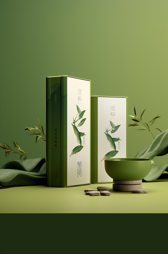 AI數(shù)字藝術(shù)茶葉罐裝包裝樣機模型