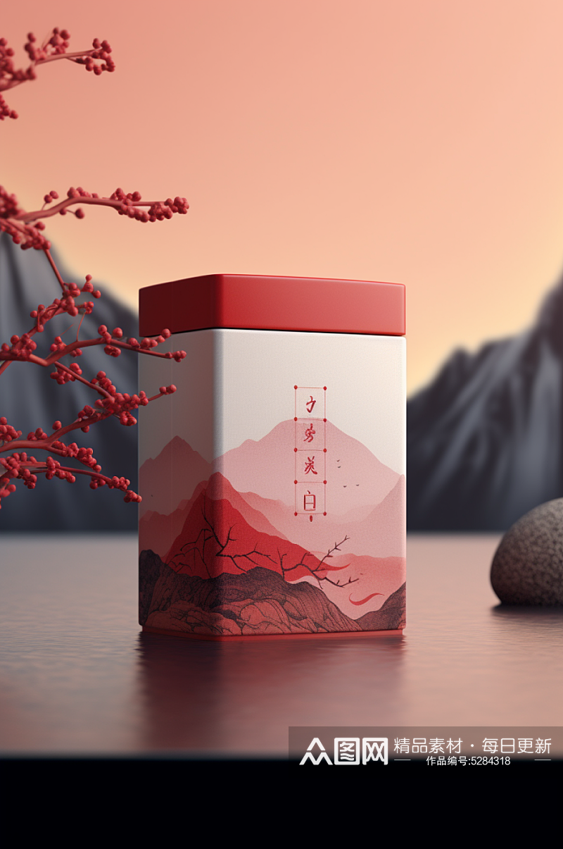 AI数字艺术茶叶罐装包装样机模型素材