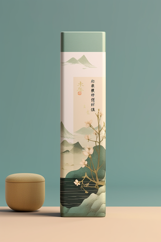 AI數(shù)字藝術(shù)茶葉罐裝包裝樣機模型
