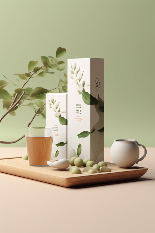 AI数字艺术茶叶罐装包装样机模型-众图网
