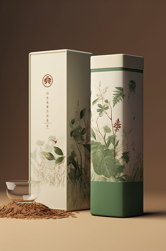 AI数字艺术茶叶罐装包装样机模型-众图网