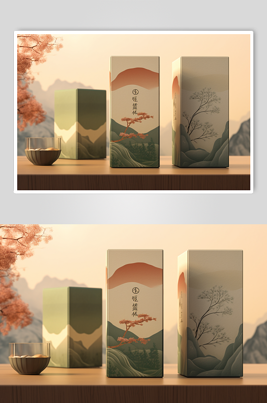 AI数字艺术茶叶罐装包装样机模型-众图网